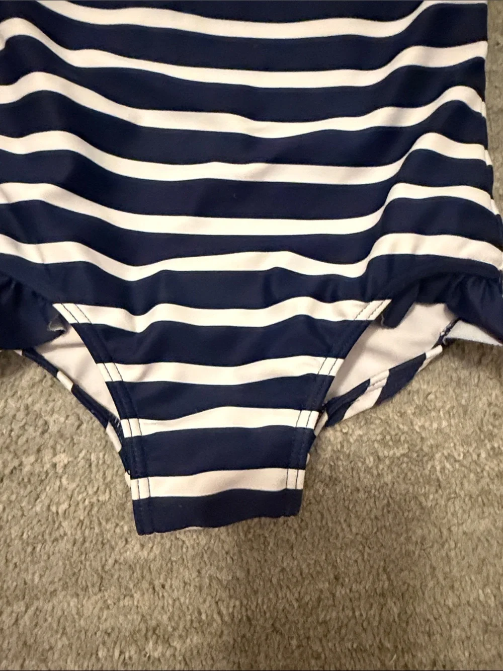 Minnow Navy and White Striped Kids One-Piece Swimwear